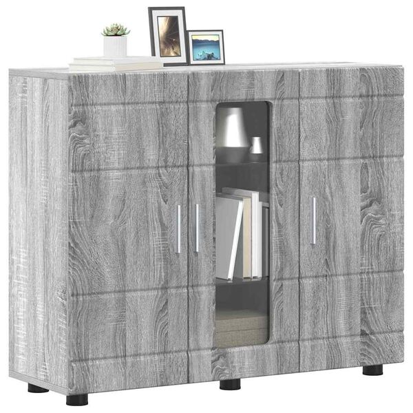 vidaXL Sideboard mit Tür Grau Sonoma 55,5 x 29 x 100 cm Holzwerkstoff