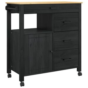 vidaXL K&uuml;chentrolley MONZA Schwarz 84 x 40 x 88,5 cm Massivholz Kiefer
