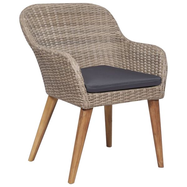 vidaXL 9-tlg. Garten-Essgruppe mit Auflagen Poly Rattan