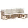 vidaXL Outdoor-Sofagarnitur mit Kissen 5 pcs Natur Polyester