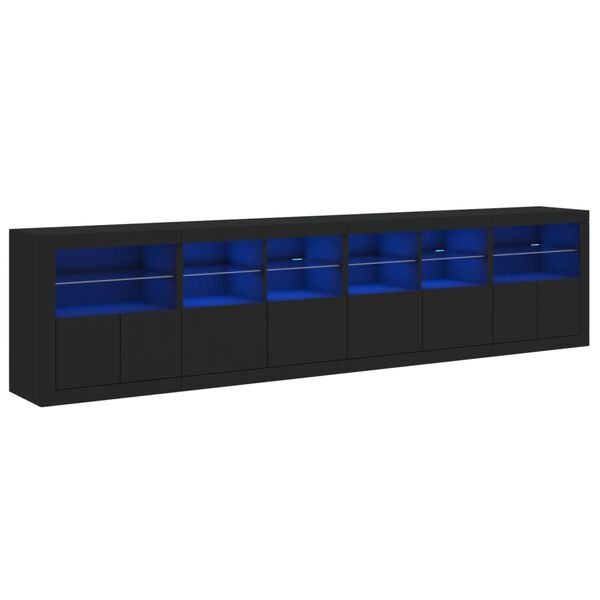 vidaXL Sideboard mit LED-Leuchten Schwarz 283x37x67 cm