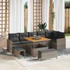 vidaXL Gartensofa-set mit Kissen 9 pcs Grau Poly Rattan