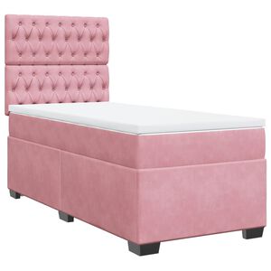 vidaXL Boxspringbett mit Matratze Rosa 80x200 cm Samt