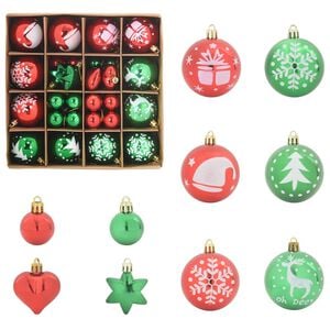 vidaXL Weihnachtskugel-Set 40 Stk. Rot und Gr&uuml;n &Oslash; 6 cm Kunststoff LEDs