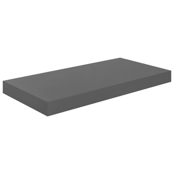 vidaXL Schweberegale 2 Stk. Hochglanz-Grau 50x23x3,8 cm MDF
