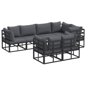 vidaXL Gartensofa-set mit Kissen 7 pcs Schwarz Stahl