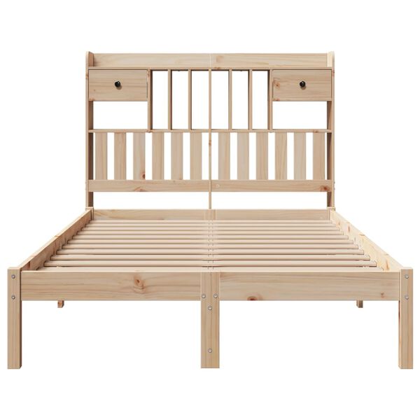 vidaXL Massivholzbett mit Regal ohne Matratze 135x190 cm Kiefernholz
