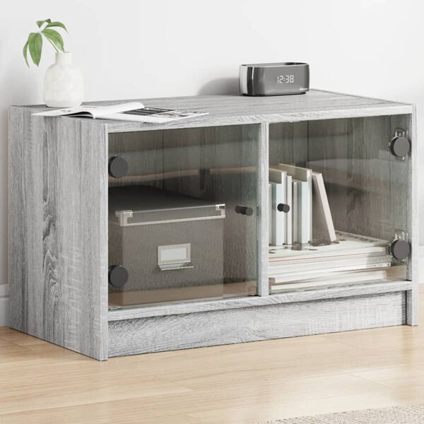 vidaXL TV-Schrank mit Glast&uuml;ren Grau Sonoma 68x37x42 cm