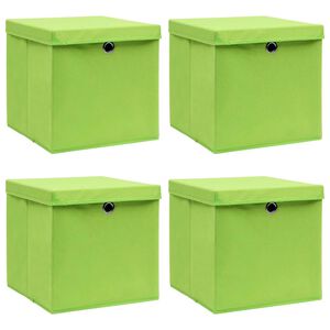vidaXL Aufbewahrungsboxen mit Deckeln 4 Stk. Gr&uuml;n 32x32x32 cm Stoff