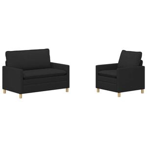 vidaXL Sofa Set 2 stk. Schwarz Stoff