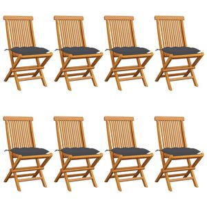 vidaXL Klappst&uuml;hle mit Anthrazit Kissen 8 Stk. Massivholz Teak