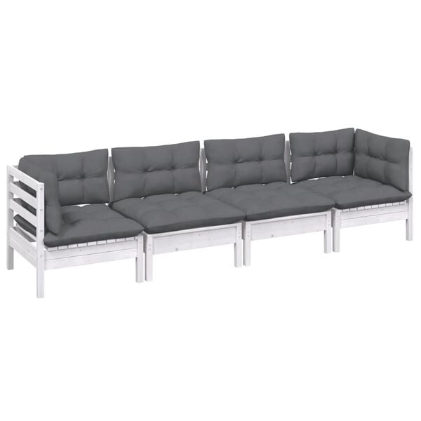 vidaXL 4-tlg. Garten-Lounge-Set mit Kissen Kiefer Massivholz