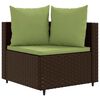 vidaXL 7-tlg. Garten-Sofagarnitur mit Kissen Braun Poly Rattan