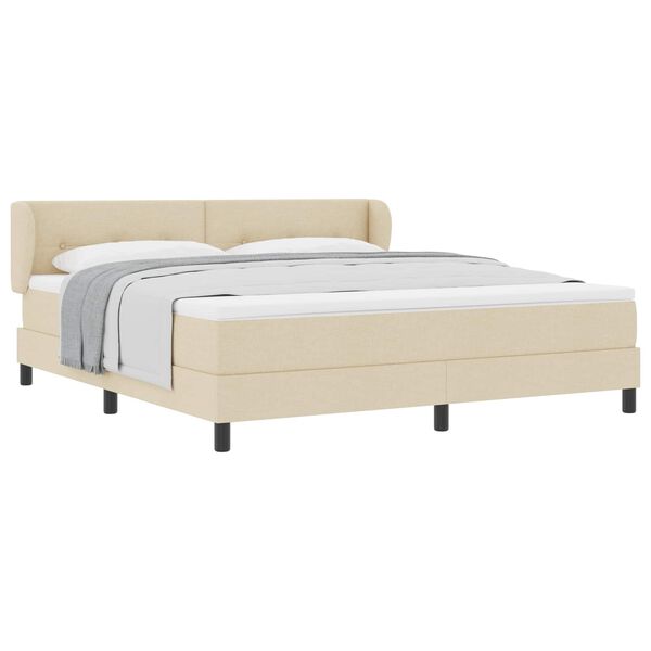 vidaXL Boxspringbett mit Matratze Creme 180 x 200 cm Stoff
