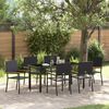 vidaXL Garten Essgruppe mit Kissen 7 pcs Schwarz Poly-Rattan