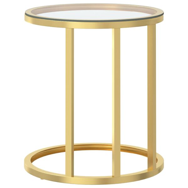 vidaXL Beistelltisch Golden und Transparent 45 cm Hartglas