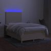 vidaXL Boxspringbett mit Matratze & LED Creme 120x190 cm Stoff
