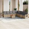 vidaXL 10-tlg. Garten-Sofagarnitur mit Kissen Beige Poly Rattan