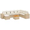 vidaXL 9-tlg. Garten-Sofagarnitur mit Kissen Beige Poly Rattan