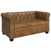 vidaXL Chesterfield-Sofa 2-Sitzer Kunstleder Braun