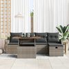 vidaXL Garten-Sofa-Set mit Kissen mit Speicher 6 pcs Grau Poly Rattan