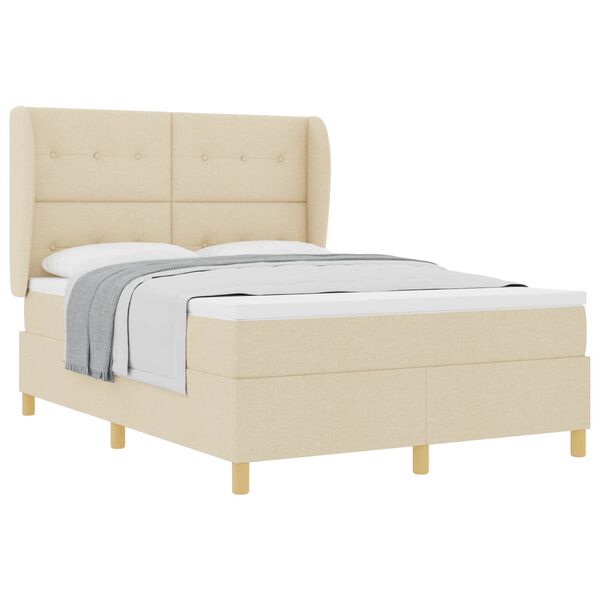 vidaXL Boxspringbett mit Matratze Dunkelgrau 90x190 cm Creme Stoff