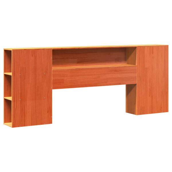 vidaXL B&uuml;cherregal Bettgestell mit Kopfteil Wachsbraun 200 x 200 cm