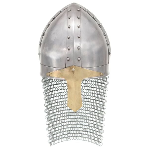 vidaXL Kreuzritter-Helm Antik Replik LARP Silbern Stahl