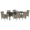 vidaXL Garten Essgruppe mit Kissen 7 pcs Grau Poly-Rattan