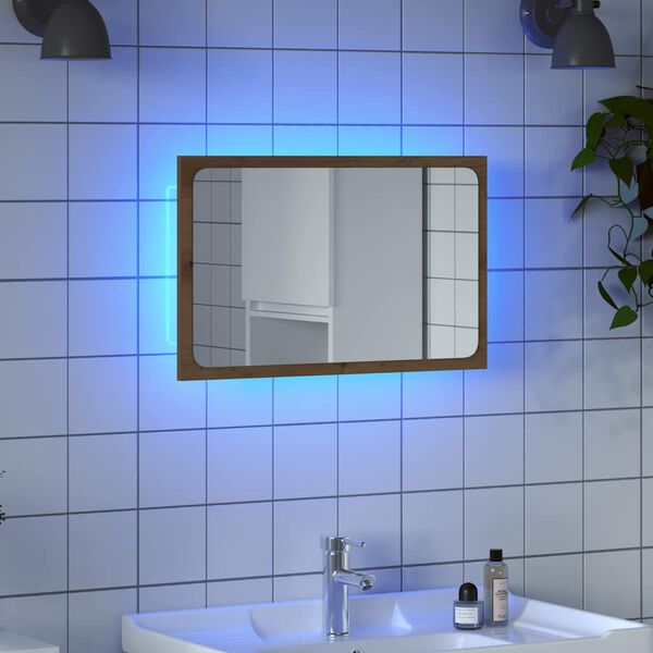 vidaXL Badspiegel mit LED-Leuchten Artisan-Eiche 60x8,5x38 cm