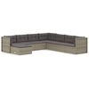 vidaXL 8-tlg. Garten-Lounge-Set mit Kissen Grau Poly Rattan