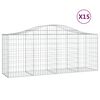 vidaXL Gabionen mit Hochbogen 15 Stk. 200x50x80/100cm Verzinktes Eisen