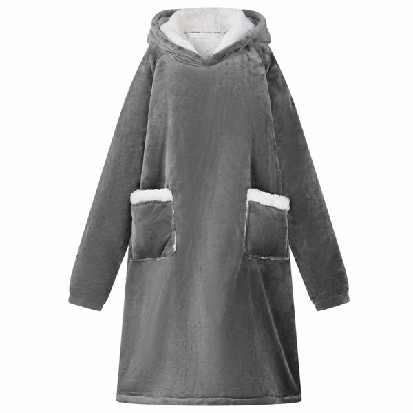 vidaXL Decken-Hoodie Dunkelgrau L Fleece und Flanell
