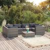 vidaXL 7-tlg. Garten-Lounge-Set mit Kissen Poly Rattan Grau
