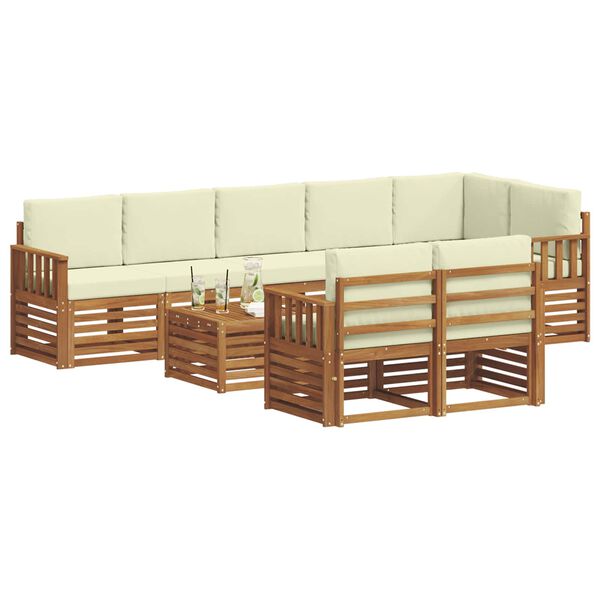 vidaXL Sofagarnituren 9 pcs Natur und Creme Massivholz Akazie