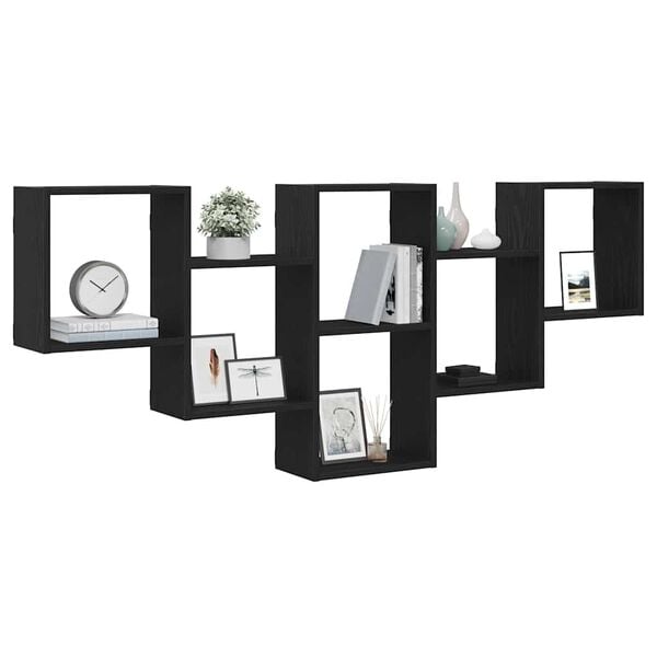 vidaXL Wandregal Schwarz Eichen-Optik 159x18x66 cm Holzwerkstoff