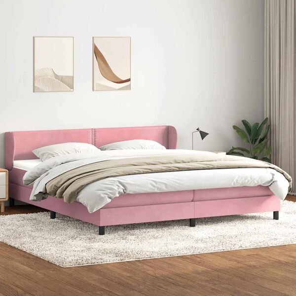 vidaXL Boxspringbett mit Matratzen Rosa 180x220 cm Samt