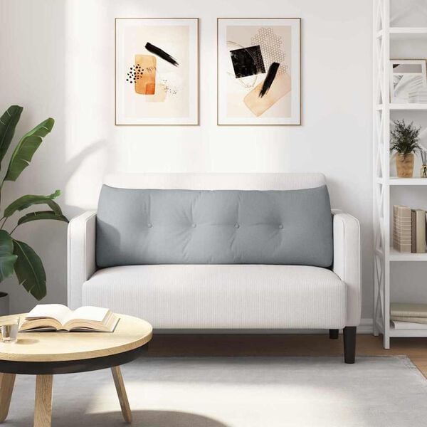 vidaXL R&uuml;cken Kissen Hellgrau 140 x 24 x 50 cm Stoff