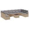 vidaXL Sofa Set mit Kissen 11 pcs Beige Poly Rattan