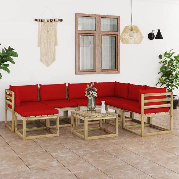 vidaXL 8-tlg. Garten-Lounge-Set mit Kissen Impr&auml;gniertes Kiefernholz