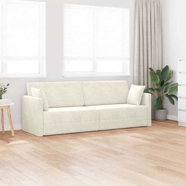 vidaXL Boden-Sofa-Bett 200cm Creme Samt