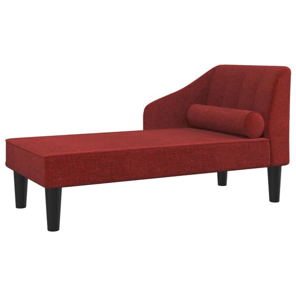 vidaXL Chaiselongue mit Nackenrolle Weinrot Stoff
