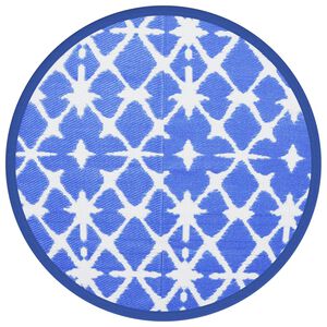 vidaXL Outdoor-Teppich ARAKIL Blau und Wei&szlig; &Oslash;160 cm PP