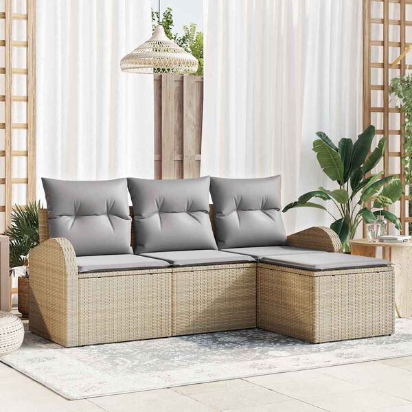 vidaXL Gartensofa-set Beige Poly-Rattan