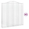 vidaXL Gabionen mit Hochbogen 5 Stk. 200x30x200/220cm Verzinktes Eisen