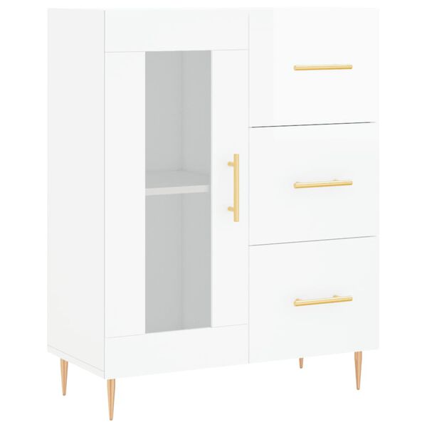 vidaXL Sideboard Hochglanz-Wei&szlig; 69,5x34x90 cm Holzwerkstoff