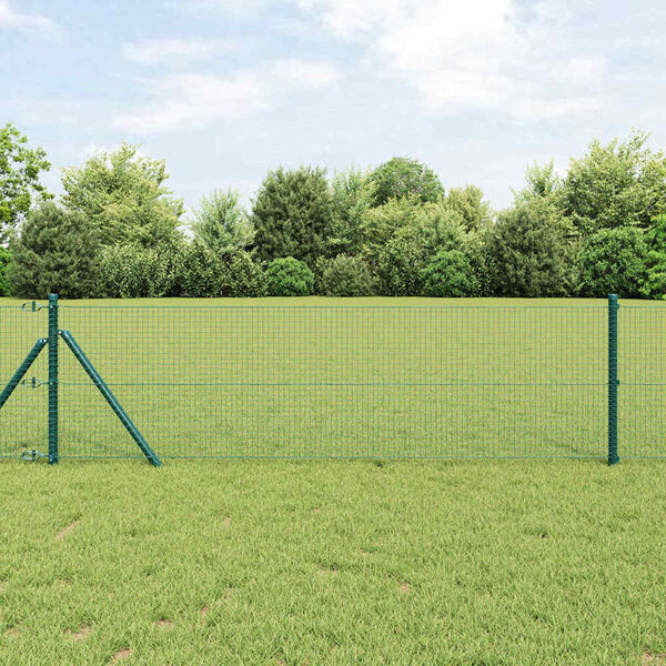 vidaXL Zaunpfosten Gr&uuml;n 50 x 0,6 m (19 x 19 mm Mesh) Stahl und PVC
