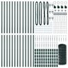 vidaXL Zaun mit Pfosten Gr&uuml;n 0,4 x 50 m Stahl und PVC