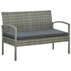 vidaXL 4-tlg. Garten-Lounge-Set mit Auflagen Poly Rattan Grau