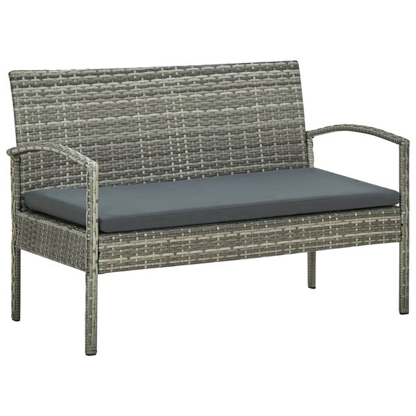 vidaXL 4-tlg. Garten-Lounge-Set mit Auflagen Poly Rattan Grau